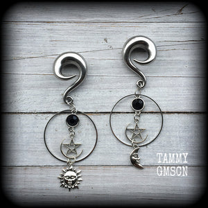 Sun and moon esoteric earrings