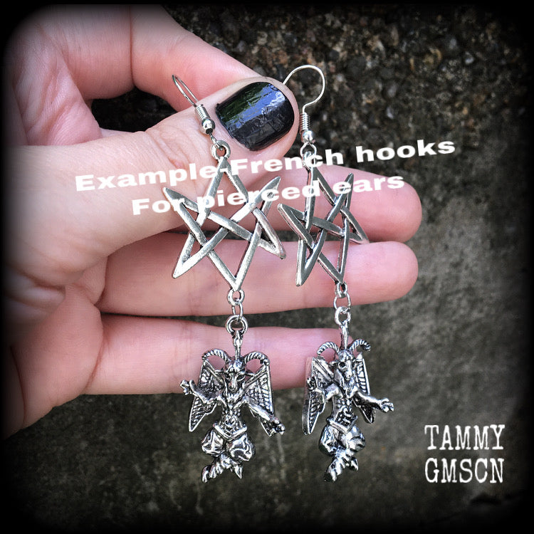 Baphomet earrings-Unicursal hexagram earrings