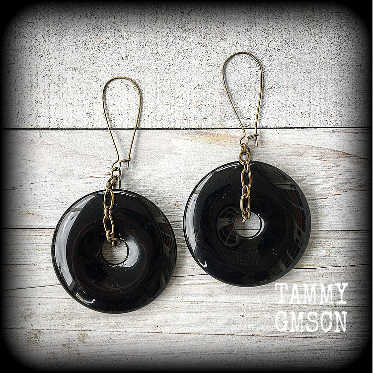 Black obsidian earrings-Gemstone earrings