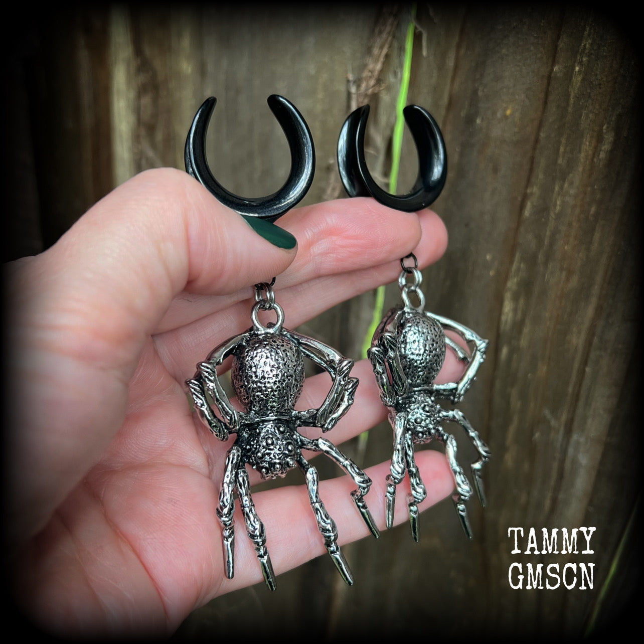 Spider ear weights-Insect gauged earrings