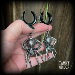 Spider ear weights-Insect gauged earrings