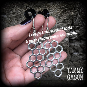 Beehive earrings-Hexagon ear hangers