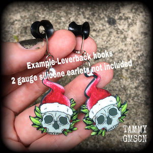 Santa claus skull earrings-Christmas earrings