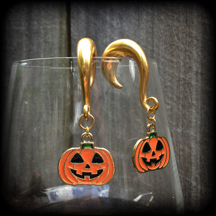 Jack O’ Lantern gauged earrings-Halloween earrings