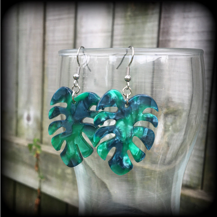 Monstera earrings-Leaf earrings