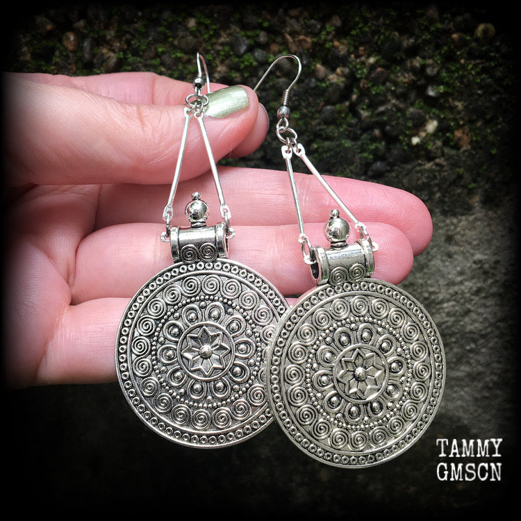 Artemis shield maiden earrings-Mandala earrings