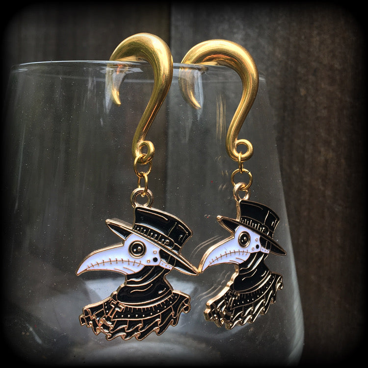 Plague doctor gauged earrings