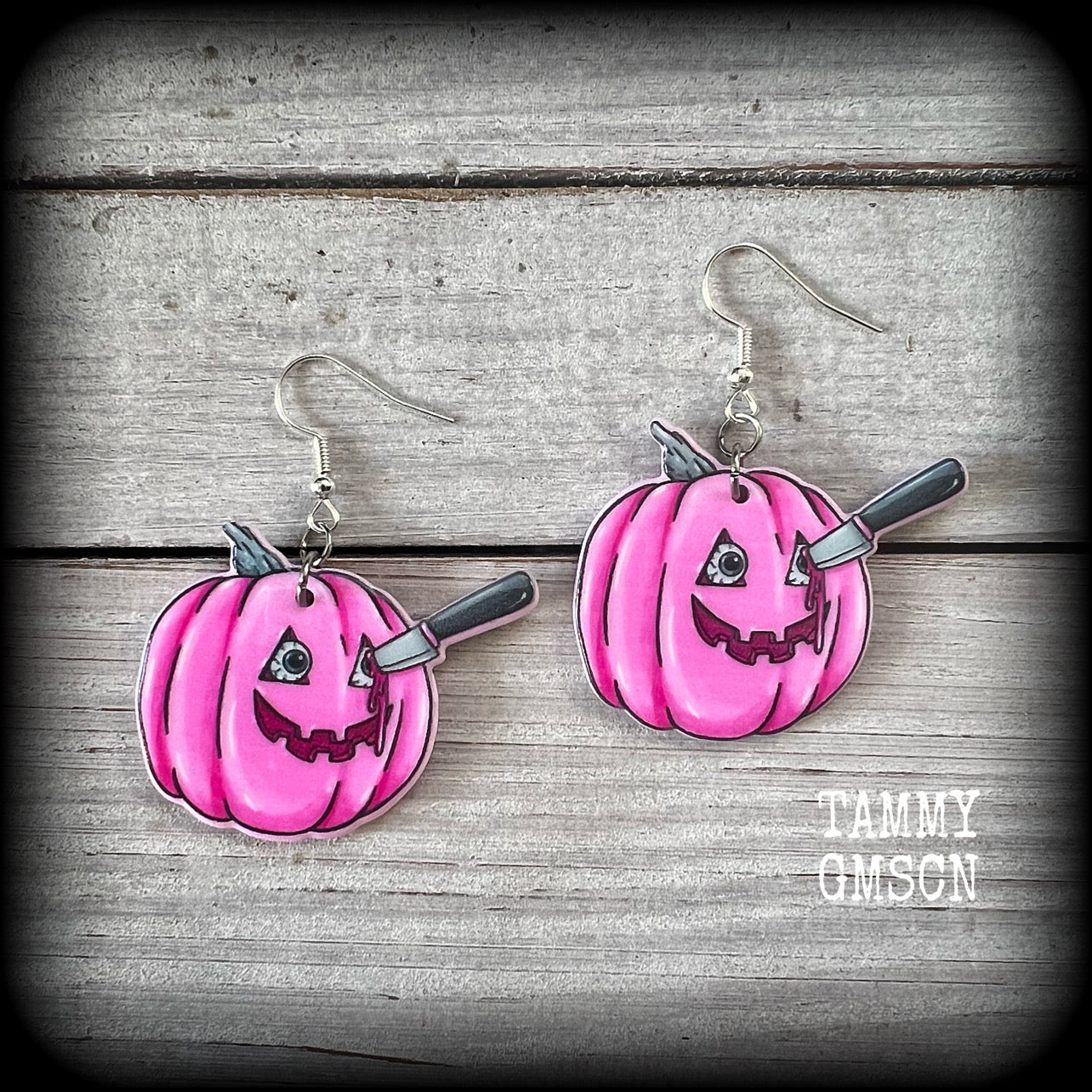 Pink Stabby Jack O’ Lantern earrings