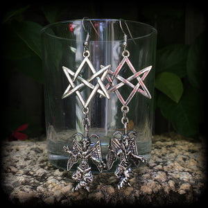 Baphomet earrings-Unicursal hexagram earrings