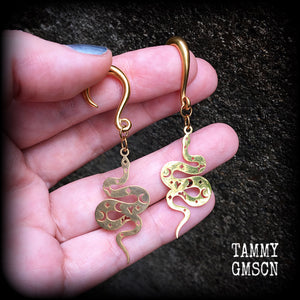 Celestial snake gauged earrings