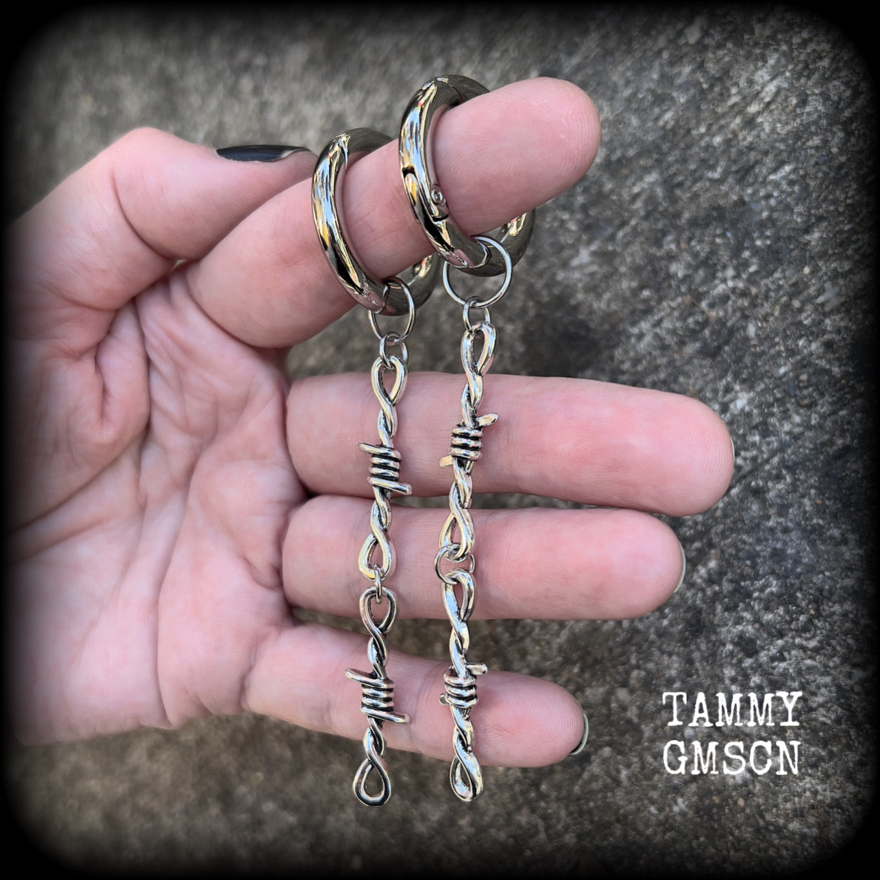 Barbed wire gauged hoop earrings