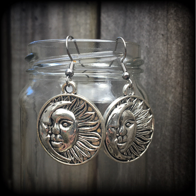 Esoteric sun and moon earrings