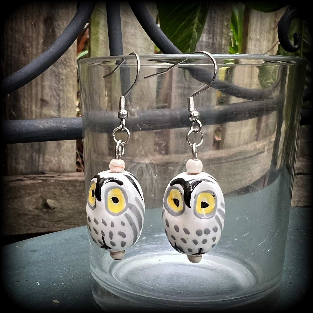 Ceramic owl earrings