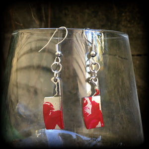 Bloodied meat cleaver earrings-Halloween earrings