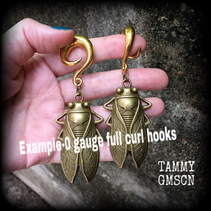 Bronze cicada earrings-Locust gauged earrings