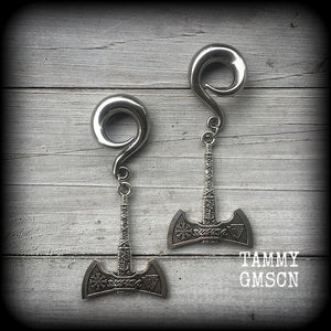 Viking axe gauged earrings