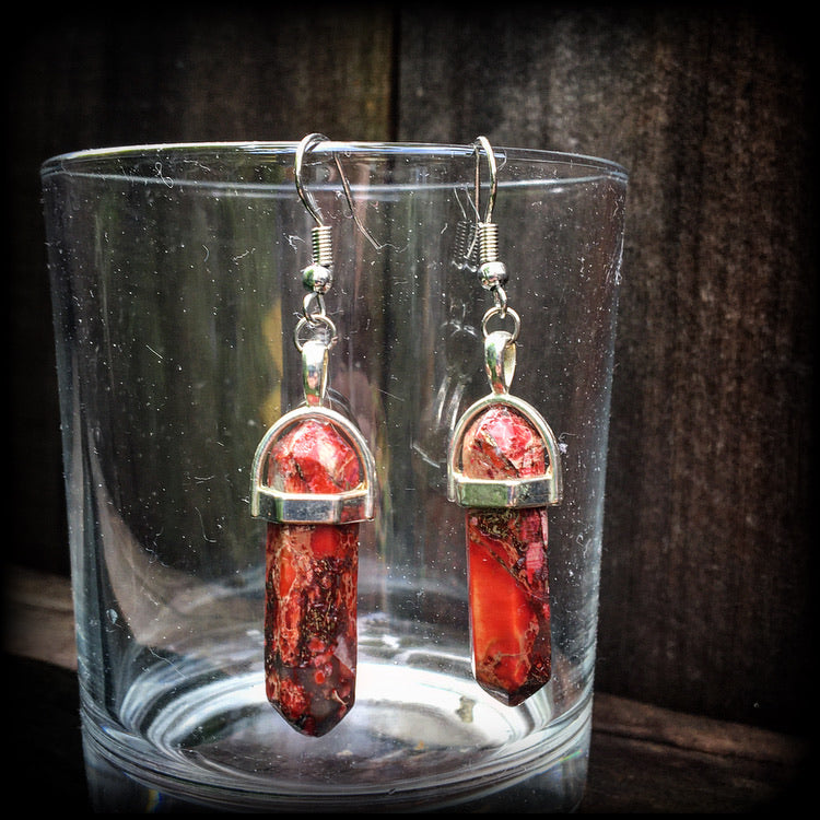 Red ocean jasper earrings