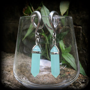 Blue jade ear hangers 