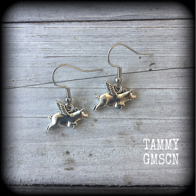 Pig earrings-Flying pig earrings