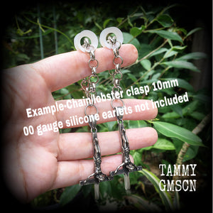 Inverted cross earrings-Ear hangers-Satanic jewelry