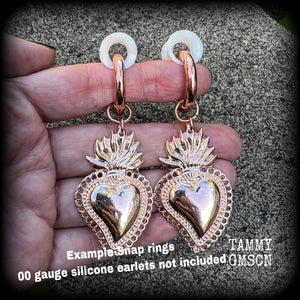 Sacred heart hoop gauged earrings