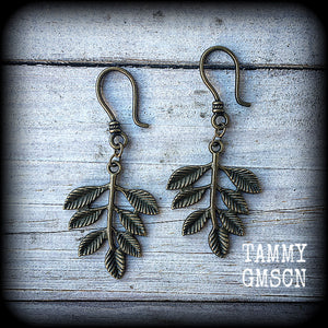 Palm frond earrings-Leafy ear hangers