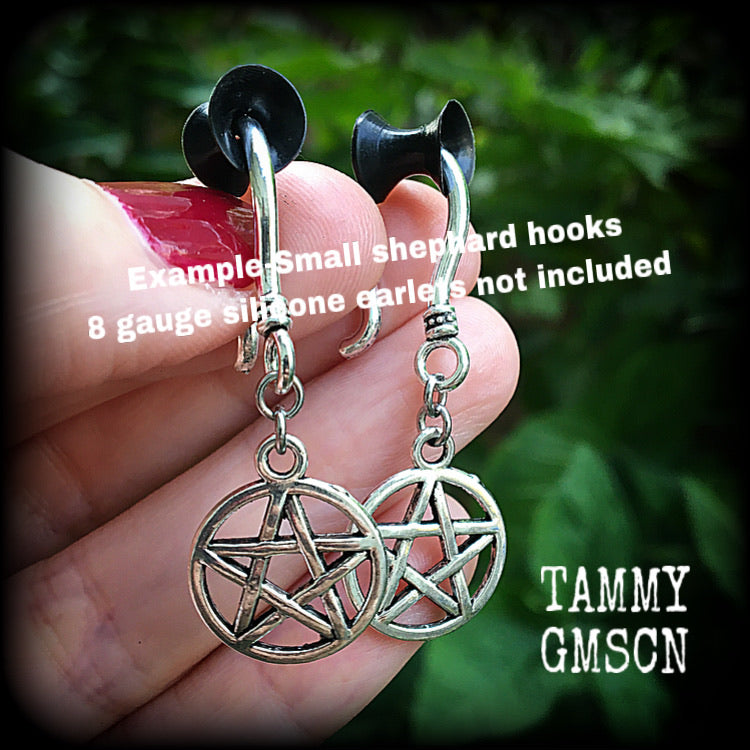 8 gauge pentagram ear hangers