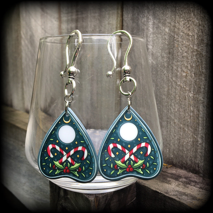 Ouija planchette earrings-Christmas earrings