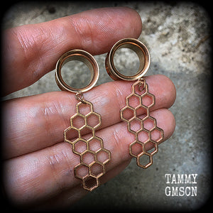 Honeycomb tunnels-Beehive earrings-Geometric earrings