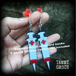 Halloween earrings-Syringe earrings