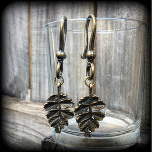 Oak leaf earrings-Ear hangers