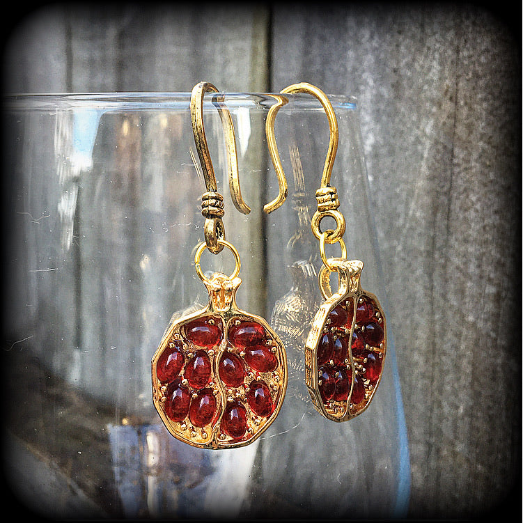 Persephone earrings-Pomegranate ear hangers