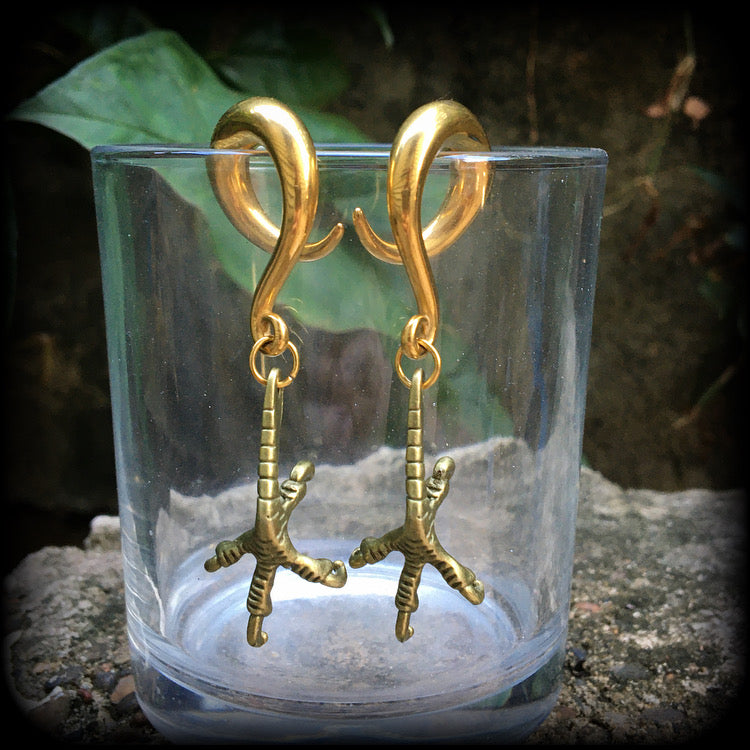 Bronze harpy claws gauged earrings