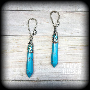 Turquoise earrings-Tunnel friendly earrings