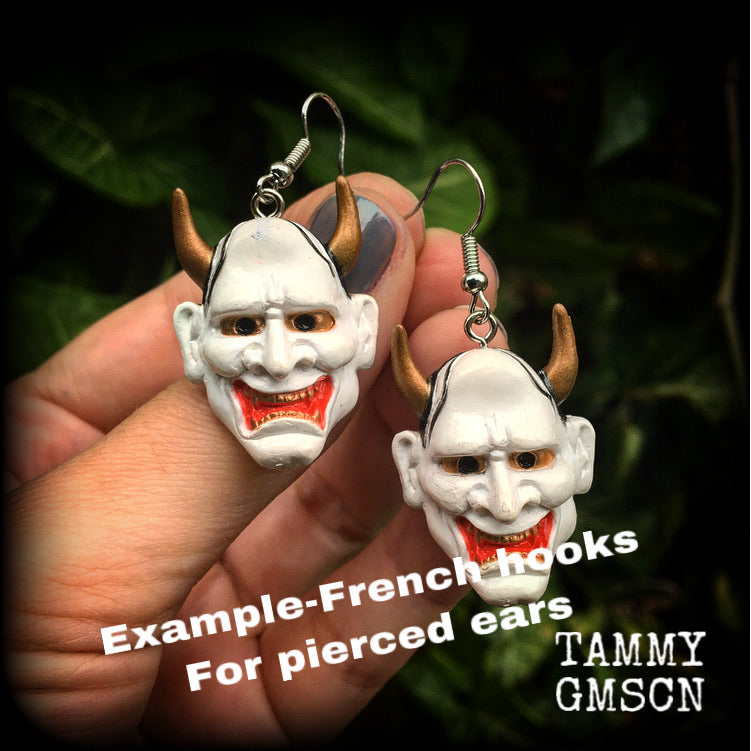 Hannya Mask earrings-Ear hangers