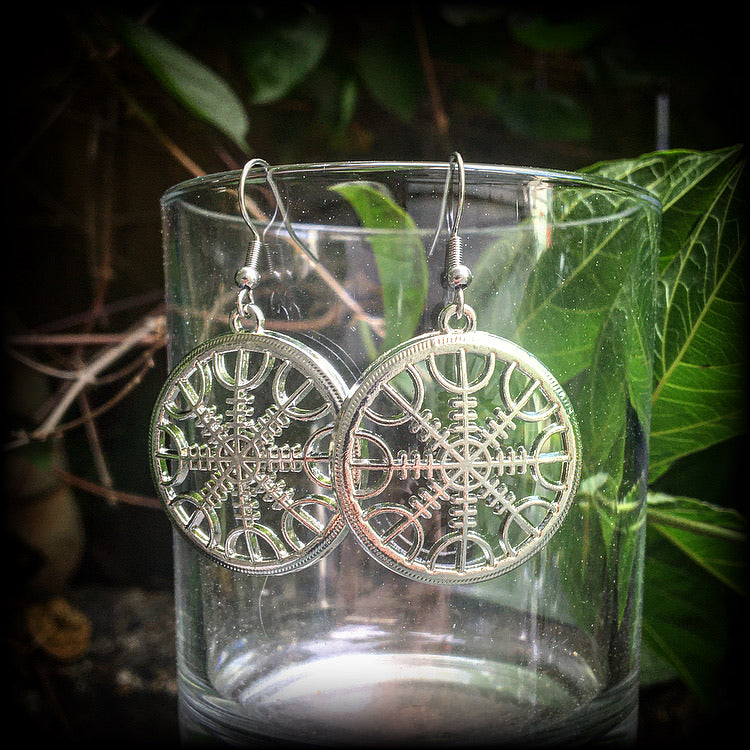 Helm of Awe-Runic wheel earrings