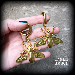 Wasp earrings-Insect gauged earrings