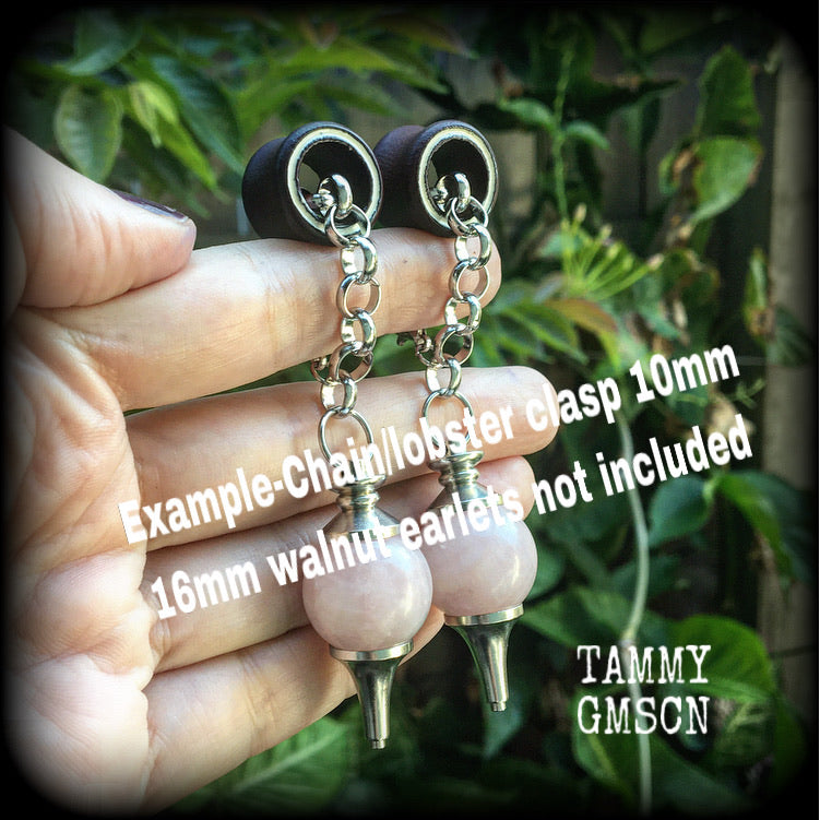 Rose Quartz earrings-Tunnel earrings