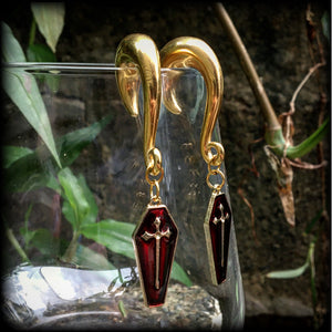 Coffin  gauged earrings-Halloween earrings