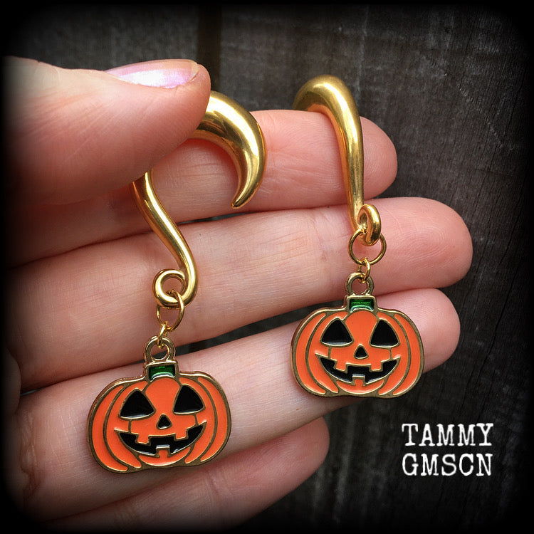 Jack O’ Lantern gauged earrings-Halloween earrings