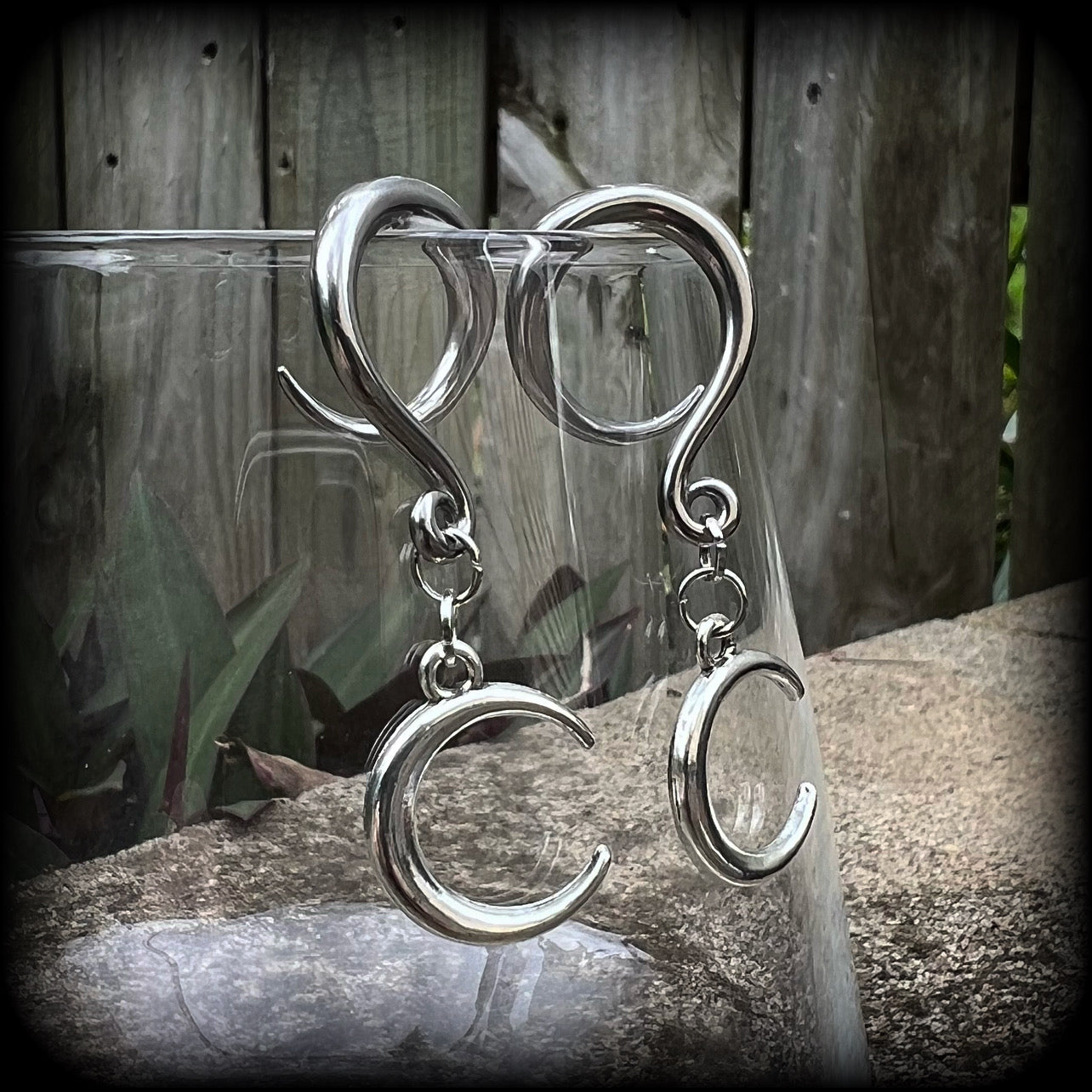 Crescent moon ear gauges