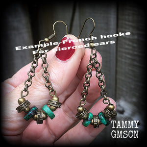 Malachite and antique bronze sea witch earrings