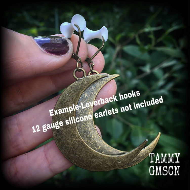 Bronze crescent moon earrings-Ear hangers