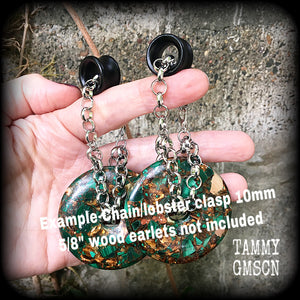 Malachite and bronzite earrings-Ear hangers