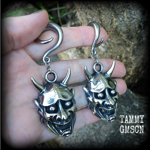 Hannya Mask gauged earrings