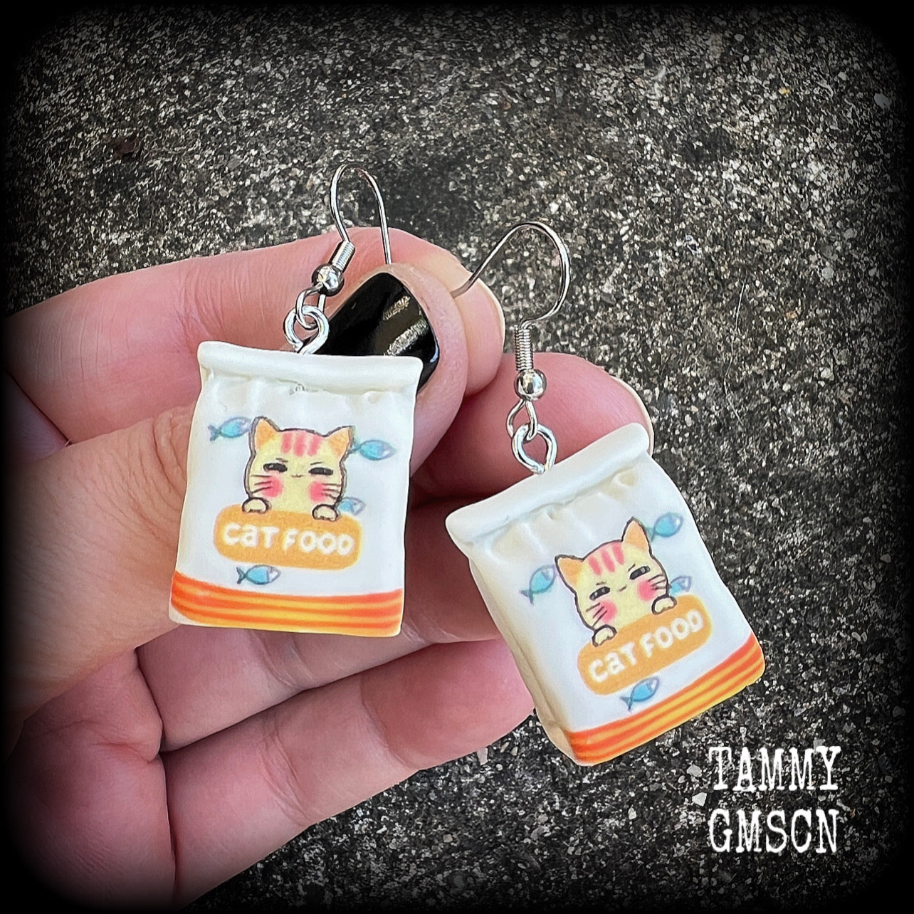 Cat food earrings-Crazy Cat Lady earrings