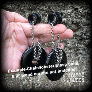 Black Obsidian earrings-Ear weights-Ear hangers