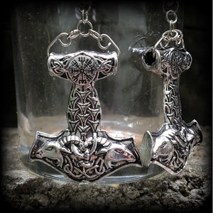 Thors hammer gauged earrings-Ear weights