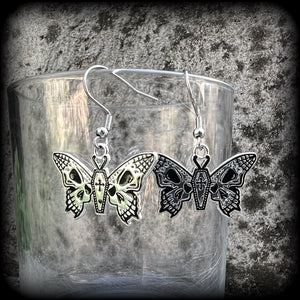 Skull moth earrings-Coffin moth earrings