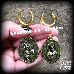 Sacred heart gauged earrings